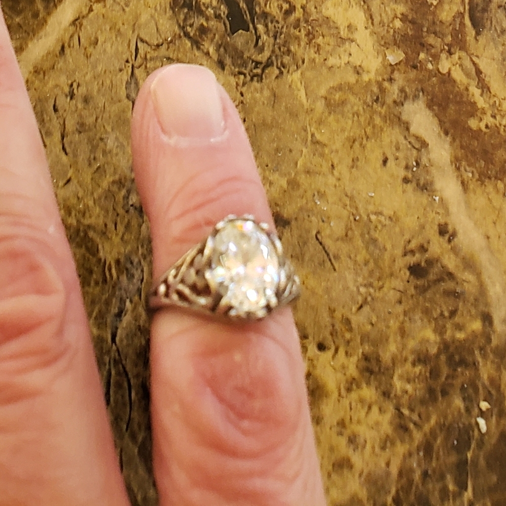 Vintage 925   3 Ct Lab Created Antique Diamond Ring - Picture 6 of 8